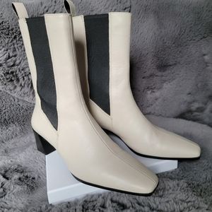 Vagabond Shoemakers Gabi White Leather Mid-Calf Boots, Size 6 (EU 36)